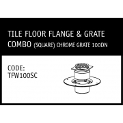 Marley Solvent Joint Tile Floor Flanged & Chrome Grate Combo (Square) 100DN - TFW100SC